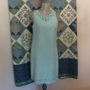 jcrew eyelet cut pastel blue dress